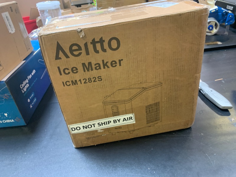 Photo 1 of Aeitto Ice Maker Countertop 26lbs/24H, Ice Machine 8 Ice Cubes Ready in 6 Mins, 2 Sizes of Bullet Ice Portable Ice Makers with Basket & Scoop, Auto Self-Cleaning for Home/Kitchen/Office Stainless