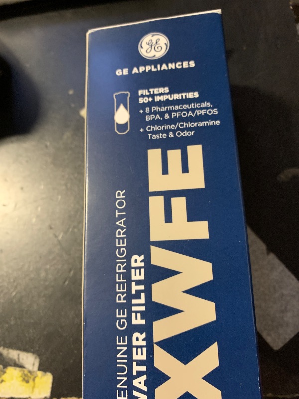 Photo 1 of GE XWFE Refrigerator Water Filter, Genuine Replacement Filter, Certified to Reduce Lead, Sulfur, and 50+ Other Impurities, Replace Every 6 Months for Best Results, Pack of 1