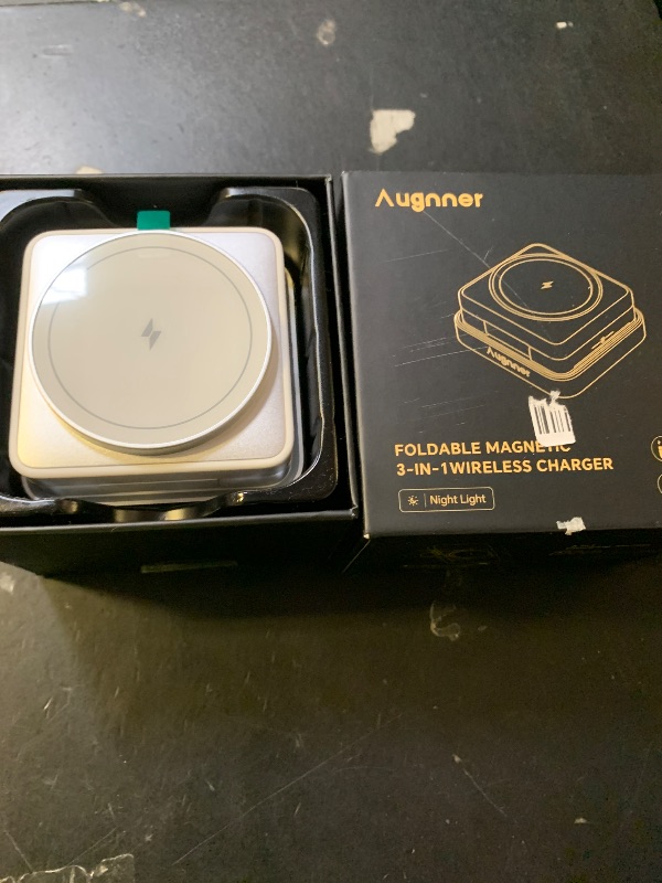 Photo 1 of ?2026 Upgraded?Wireless Charger 3 in 1, Foldable Wireless Charging Station with Light for Apple MagSafe Charger, Travel Magnetic Charger for iPhone 17/16/15/14/13/12 Apple Watch AirPods (20W Adapter)