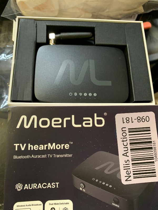 Photo 1 of TV hearMore Auracast Audio Transmitter – Auracast & Bluetooth Classic Dual Mode, HDMI/Optical/AUX/MIC Inputs, Low-Latency Wireless Broadcast for TV, Classrooms & Public Venues