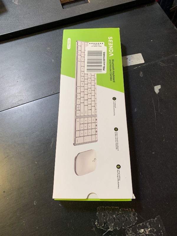 View 2 of seenda Bluetooth Keyboard and Mouse Combo for Mac, SKM64-2 Rechargeable Slim Wireless Keyboard Mouse Compact, 3 Multi-Device Connection, Compatible for Mac, MacBook Pro/Air, iPad, White Silver