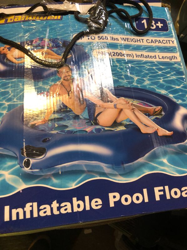 Photo 1 of Inflatable Pool Floats Adult Heavy Duty 79"x79" Extra Large Pool Lounge Floats Lake Float Cooling Pool Floaties Bed with Headrest, Cup Holder Sunbathing River Raft Summer Outdoor Beach Pool Party Toy