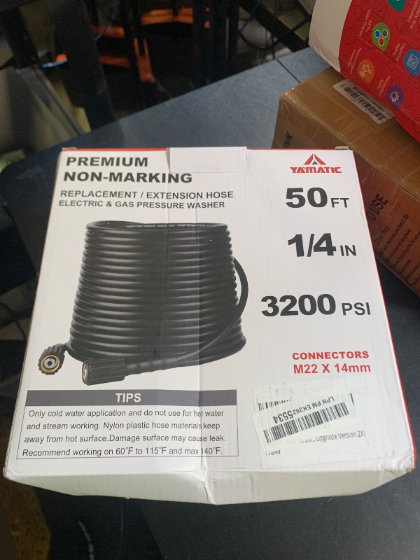 Photo 1 of YAMATIC Kink Resistant Pressure Washer Hose 50FT 1/4" M22 & 3/8" Quick Connect Power Washer Hose Replacement for Ryobi, Troy Bilt, Greenworks, CRAFTSMAN Most Brand Power Washer, 3200 PSI