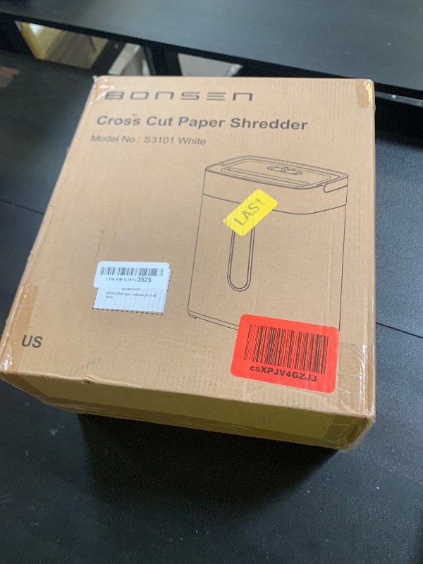 Photo 1 of BONSEN Shredders for Home Office, 8-Sheet Cross Cut Credit Card Shredder, Small Paper Shredder for Home Use with 4 Gal Bin, P-4 High Security Level, White (S3101-W)