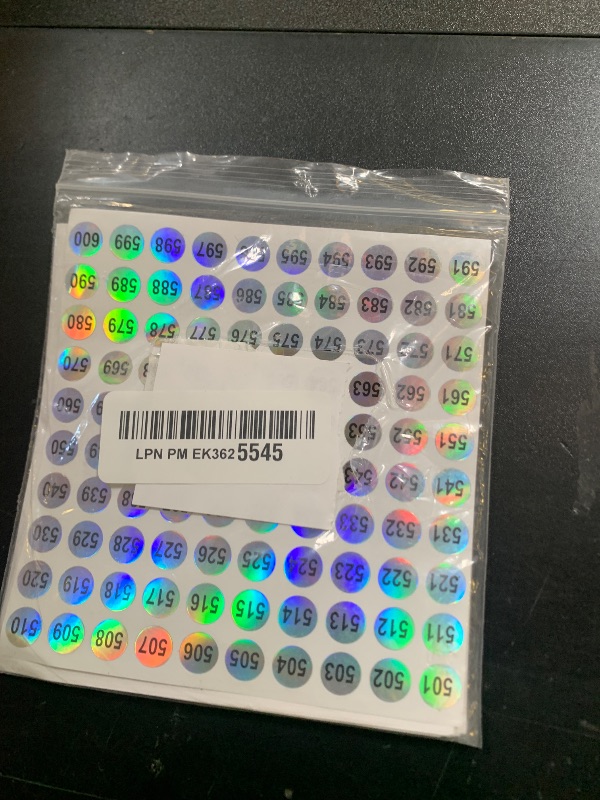 Photo 1 of 1 to 1000 Round Reflective Laser Number Stickers Self Adhesive Label Stickers Inventory Storage Organizing Sticker for DIY Craft Marking Numbering Manicure Tool