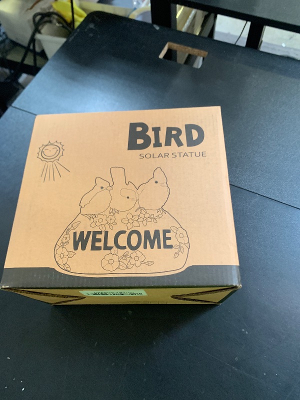 Photo 1 of Solar Birds Welcome Sign - Outdoor Bird Decor with Solar LED Lights - Elegant and Charming Figurines for Women, Moms & Garden Enthusiasts