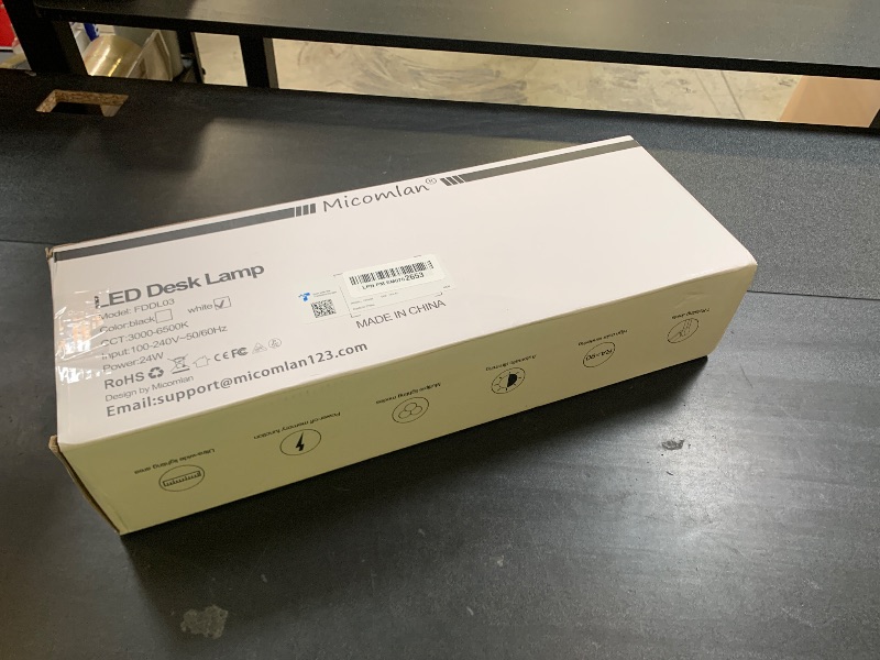 Photo 1 of Micomlan Led Desk Lamp for Home Office, White Architect Desk Lamp with Clamp for Crafting, 24W Bright Rotatable Led Table Light Stepless Dimming Tempering Wide Computer Light with Atmosphere Lighting