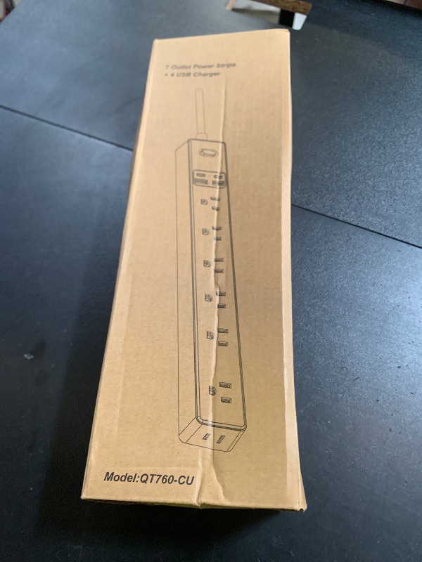 Photo 1 of 15 Ft Power Strip Surge Protector - 7 Outlets 4 USB Ports (2 USB C), Ultra Thin Flat Extension Cord & Flat Plug, 1700 Joules, Wall Mount, Desk Charging Station for Home Office Dorm, White