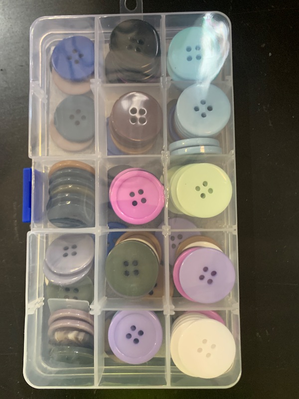 Photo 1 of GANSSIA 90 PCS 1 Inch (25mm) 15 Colors Assorted Colors Buttons for Garment Sewing Round 4-Hole Button Crafts Supplies DIY(Each Color 6 PCS)