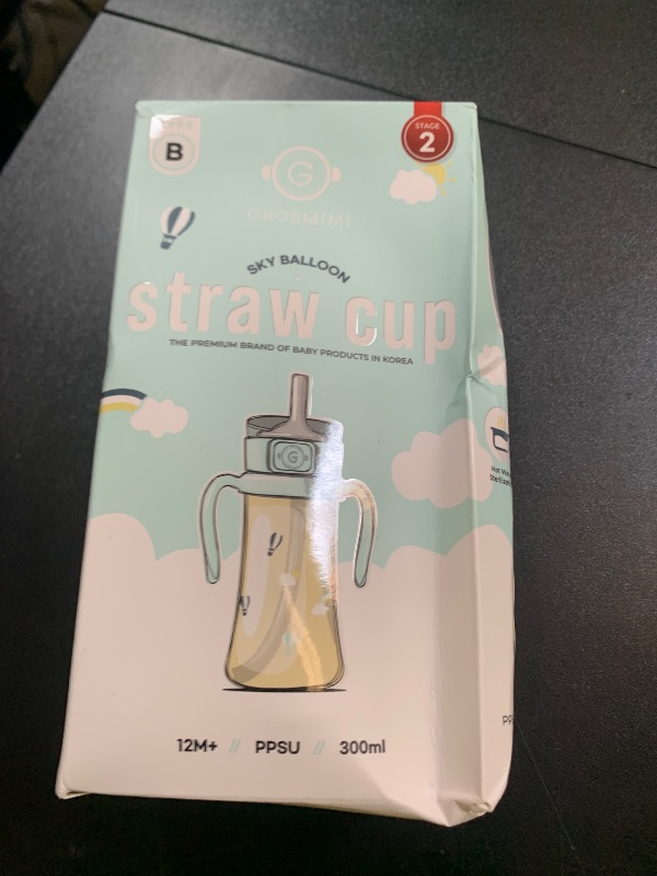 Photo 1 of GROSMIMI Flip Top Spill Proof Sippy Cup, PPSU, BPA Free, 10 oz, Stage 2 Straw for Toddlers (Air balloon)