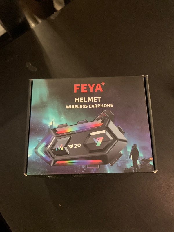 Photo 1 of FEYA Motorcycle Helmet Speakers with 16-Types RGB Dazzling Lights High Battery Life Motorcycle Headphones Dual Noise Reduction/Automatic Answer/Call Music Control/Wake up Siri/IPX6