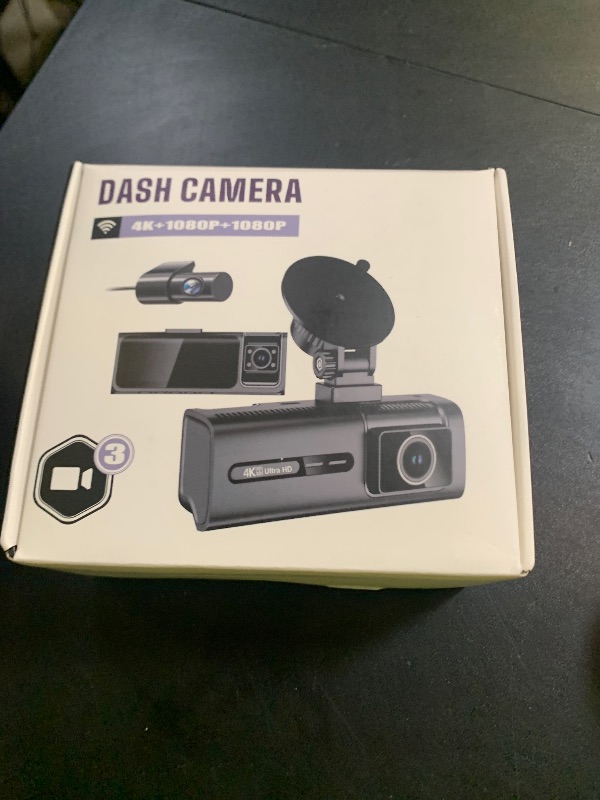 Photo 1 of 3 Channel 5G WiFi Dash Cam, 4K+1080P+1080P Dash Cam Front and Rear Inside with 64GB Card, 3.16” IPS Screen, G-Sensor, Loop Recording, Parking Monitor, 170° Wide Angle, IR Night Vision, WDR, Silver
