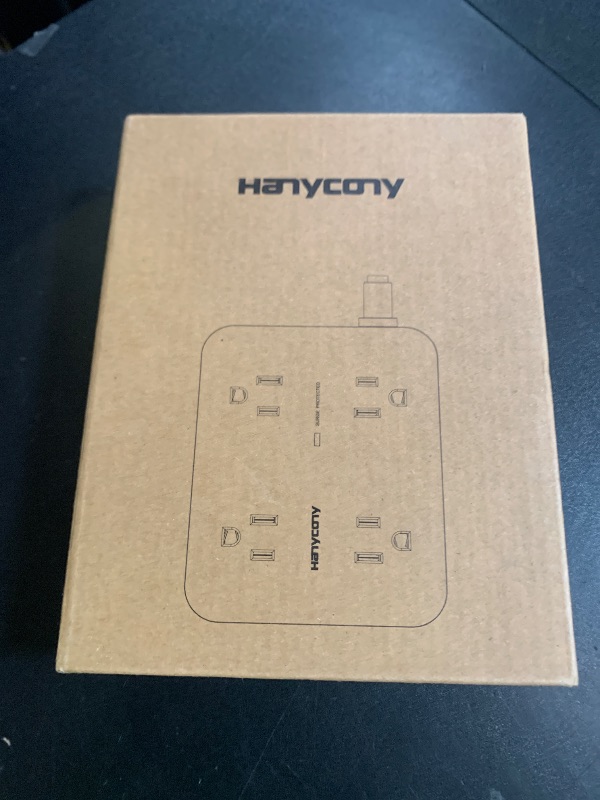 Photo 1 of Surge Protector Power Strip - HANYCONY 8 Outlets 4 USB (2 USB C) Charging Ports, Multi Plug Outlet Extender, 5Ft Braided Extension Cord, Flat Plug Wall Mount Desk Charging Station for Home Office ETL