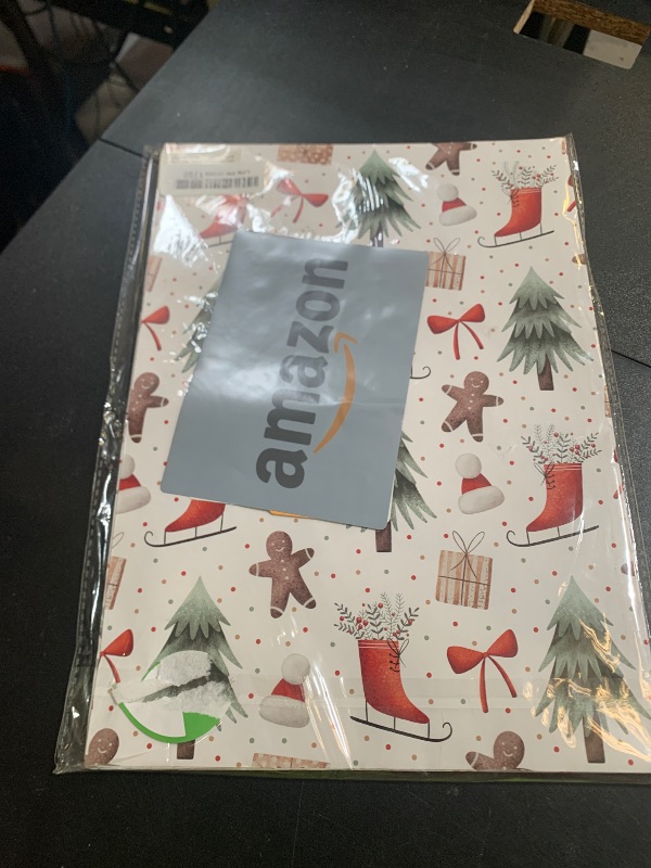 Photo 1 of WAPLIGHAL Christmas Wrapping Paper for Kids - Xmas Wrapping Paper Set with Watercolor Santa, Polar Bears, Trains, Gingerbread Holiday Designs - 6 Jumbo Sheets, Each 28 x 40 Inches, Easy Storage