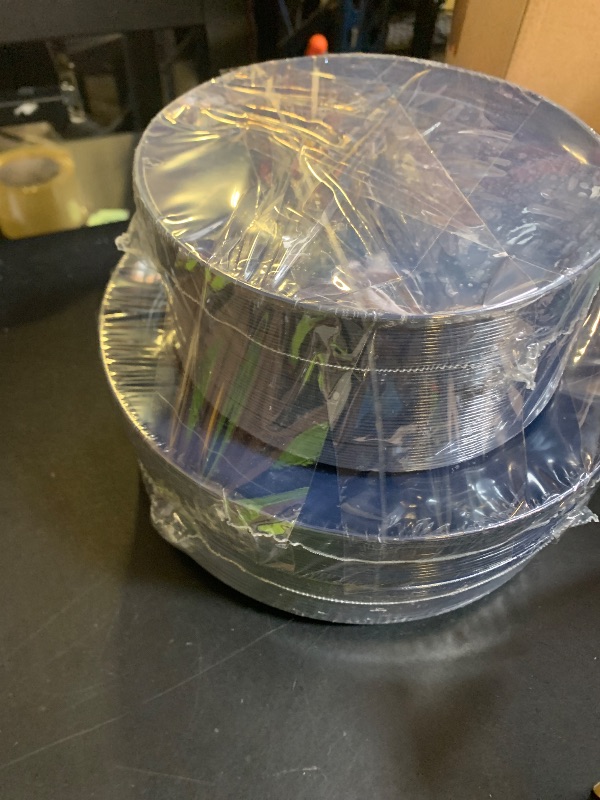 Photo 1 of PULOTE 100PCS Blue Plastic Plates - Heavy Duty Navy Blue Disposable - Include 50PCS 10.25inch Dinner & 50PCS 7.5 inch Dessert/Salad Plates - Ideal for Party