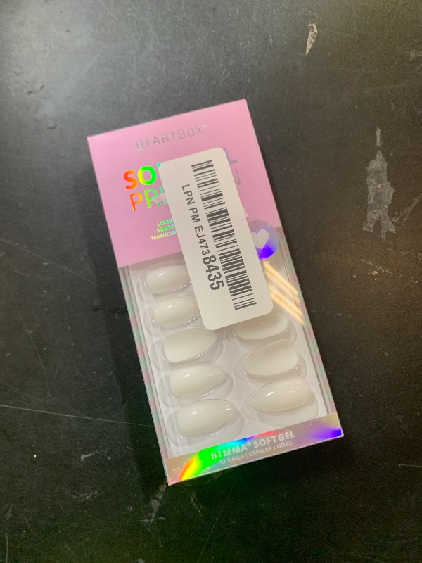 Photo 1 of BTArtbox White Press On Nails Short - Soft Gel Press on Nails Almond, White Glue on Nails with Nail Glue, Reusable Stick on Nails in 16 Sizes, Cream Puff