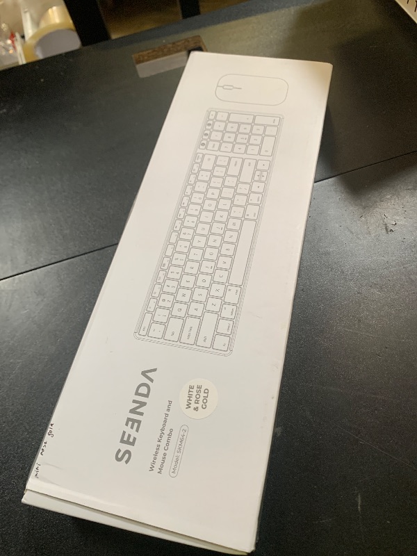 Photo 1 of seenda Bluetooth Keyboard and Mouse for Mac, SKM64-2 Multi-Device Rechargeable Slim Wireless Keyboard Mouse Stainless Steel Full Size, Compatible with MacBook Pro/Air, iPad, Mac - White Rose Gold