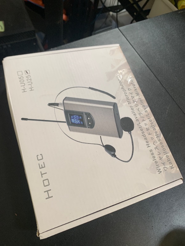 Photo 1 of Hotec Wireless System with Dual Headset Microphones/Lavalier Lapel Mics and Bodypack Transmitters and One Mini Rechargeable Receiver 1/4" Output, for Live Performances