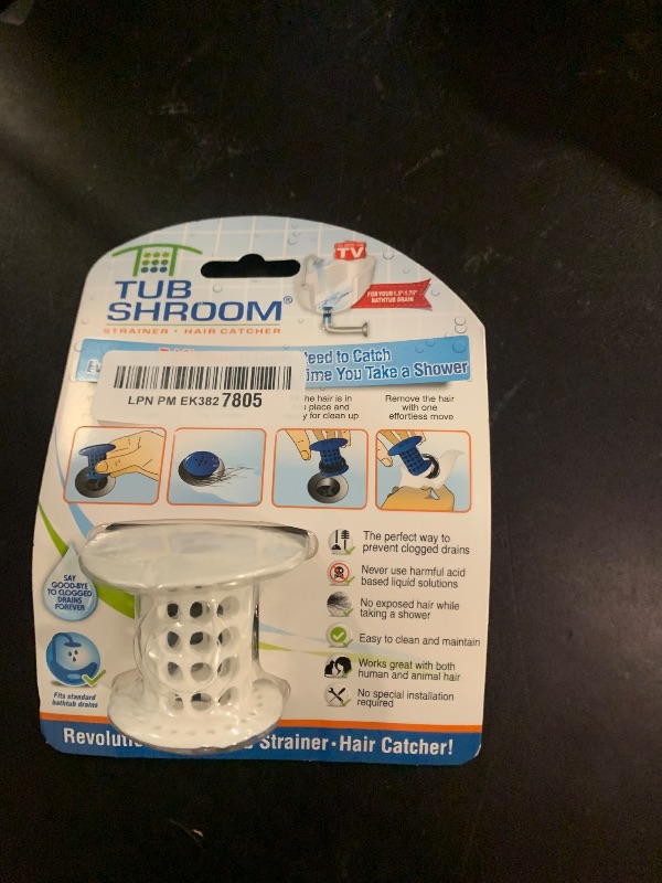 Photo 1 of TubShroom The Revolutionary Tub Drain Protector Hair Catcher/Strainer/Snare, White, 2.25 x 2.25 Inch