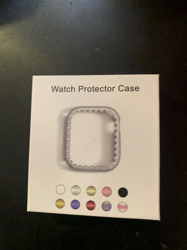 Photo 1 of Bling Bumper Case Compatible with Apple Watch Series 6/5/4/SE/SE2 44mm, Diamond Protective Face Cover for Women, Hard PC Frame Protector for iWatch 44mm Black