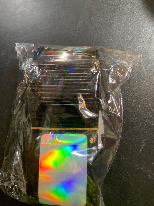 Photo 1 of 100 Pieces Smell Proof Mylar Bags, Holographic Packaging Bag, Resealable Odor Foil Pouch Zipper Bags with Clear Window for Food Storage and Lipgloss, Jewelry Lash (Black, 2.4 x 3.9 Inch)