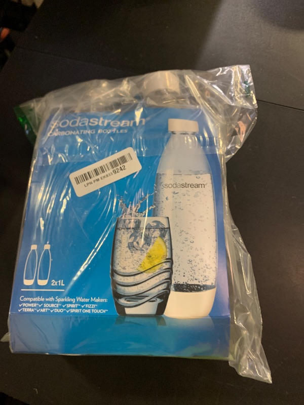 Photo 1 of sodastream White 1L Slim Carbonating Bottles Twin Pack, Pack of 2
