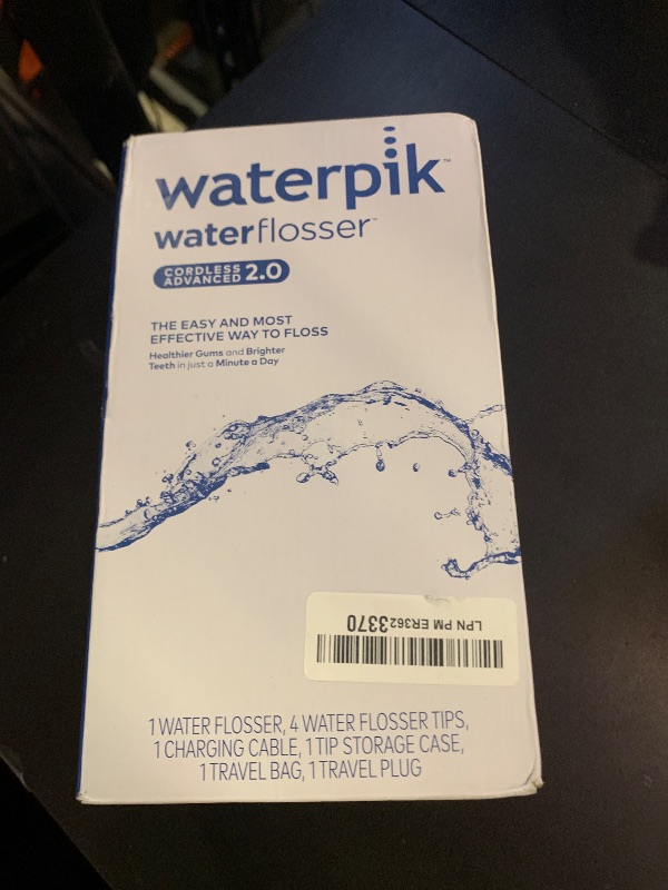 Photo 1 of Waterpik Cordless Advanced 2.0 Water Flosser For Teeth, Gums, Braces, Dental Care With Travel Bag and 4 Tips, ADA Accepted, Rechargeable, Portable, and Waterproof, Black WP-582, Packaging May Vary
