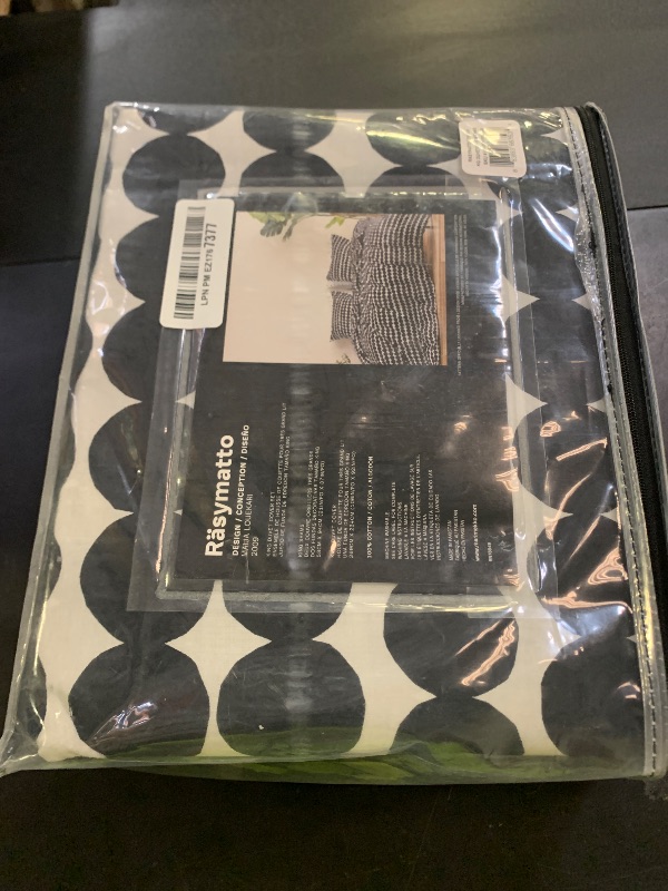 Photo 1 of MARIMEKKO - King Duvet Cover Set, Cotton Bedding with Matching Shams & Button Closure, All Season Home Decor (Rasymatto Black, King)