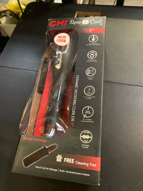 Photo 1 of CHI Spin N Curl, Curling Iron For Healthy & Shiny Effortless Curls & Waves, Provides Preset Temperature Settings For Each Hair Texture, Onyx Black