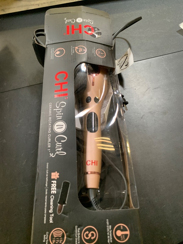 Photo 1 of CHI Spin N Curl, Curling Iron For Healthy & Shiny Effortless Curls & Waves, Provides Preset Temperature Settings For Each Hair Texture, Rose Gold