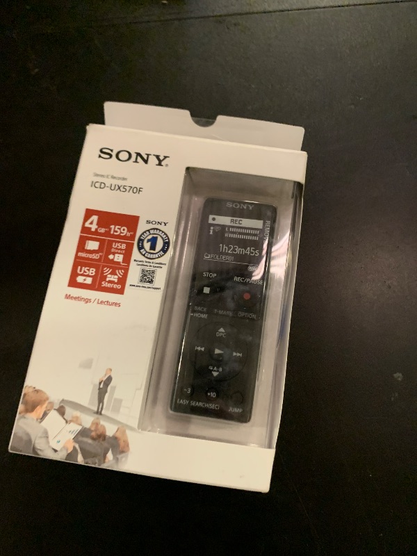 Photo 1 of Sony ICD-UX570 Digital Voice Recorder, ICDUX570BLK, usb