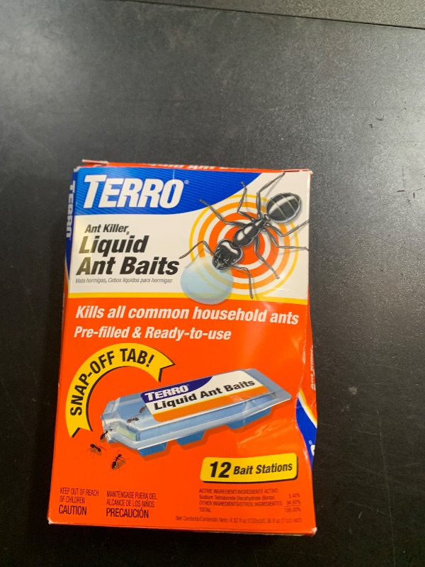 Photo 1 of TERRO Ant Killer Bait Stations T300B - Liquid Bait to Eliminate Ants - 12 Count Stations for Effective Indoor Ant Control