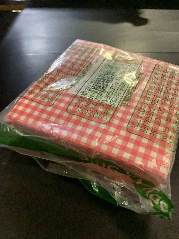 Photo 1 of Gatherfun Disposable Red and White Gingham Paper Napkins (Pack of 50)