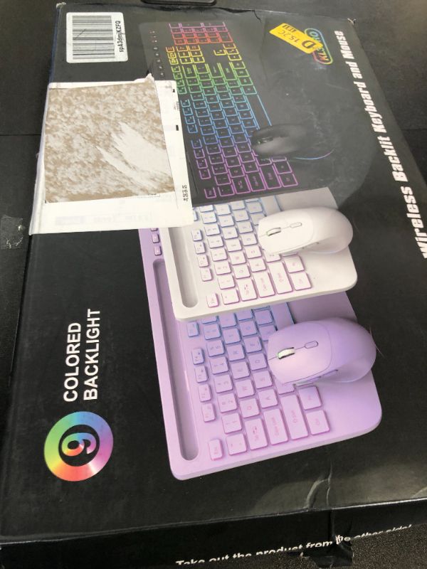 Photo 1 of Wireless Keyboard and Mouse Combo, 9 Backlit Effects, Wrist Rest, Phone Holder, 2.4G Lag-Free Ergonomic Keyboards, Rechargeable Silent Cordless Set for Computer, Laptop, Mac, Windows -SABLUTE?White?