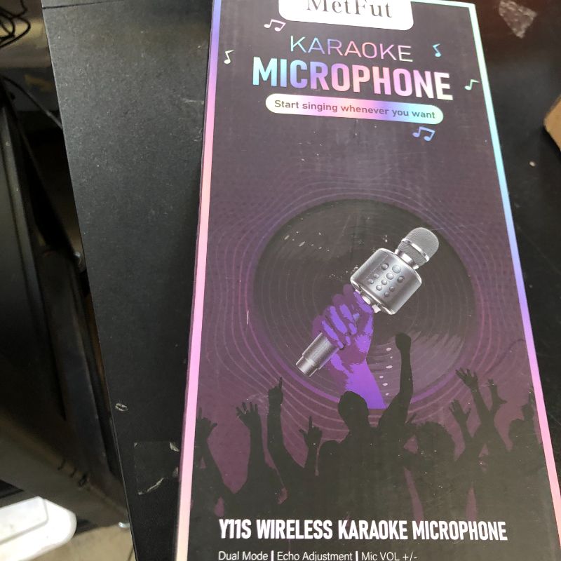 Photo 1 of MetFut Wireless Bluetooth Karaoke Microphone, Built-in Loud Speaker for 10H Playback, Add Reverb/Duet Mode/Earbuds Monitoring, Portable Karaoke Machine for Entertainment & Singing Practice (Gray)
