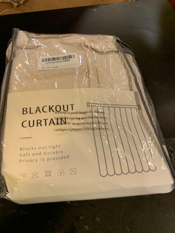 Photo 1 of 100% Blackout Shield Linen Blackout Curtains for Bedroom 84 Inches Long, Back Tab/Rod Pocket Living Room Drapes, Thermal Insulated Blackout Curtains 2 Panels Set, 50" W x 84" L, Cream