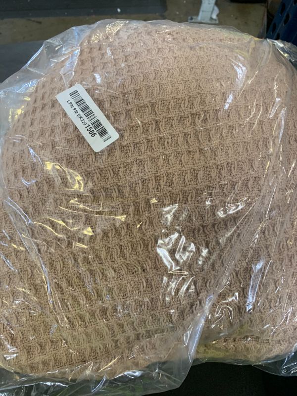 Photo 1 of Bedsure 100% Cotton Blanket Queen Size for Bed - Breathable and Soft, Waffle Weave Blanket for Summer Spring, Tan, 90x90 Inches