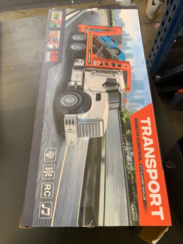 Photo 1 of Yiwsnust Remote Control Logging Truck Toy for Kids – RC Farm Log Truck with Loading Crane, 6 Timber Trunks, Lights & Sounds, 28 Traffic Signs – Educational STEM Gift RC Trucks for Boys Girls