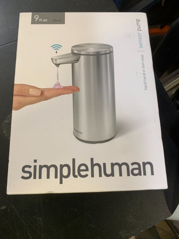 Photo 1 of simplehuman 9 oz. Touch-Free Automatic Rechargeable Sensor Pump, Brushed Stainless Steel, New