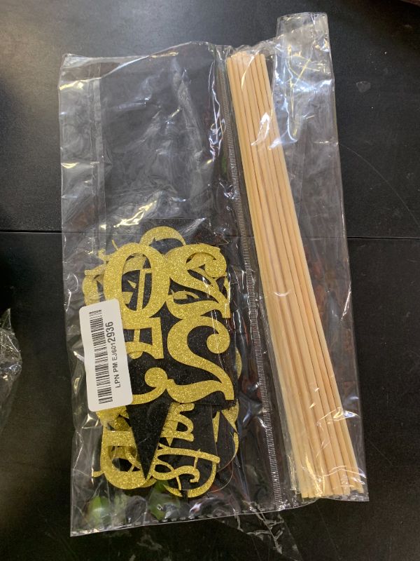 Photo 1 of Graduation Decoration Class of 2025, Gold and Black Double Sided Sparkling Graduation Centerpieces Sticks for Table, 2025 Graduation Party
