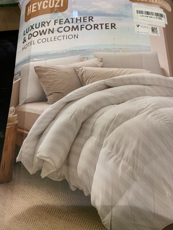 Photo 1 of Down Feather Fiber Comforter King Size - All Season Luxury Hotel Duvet Insert, Medium Warmth