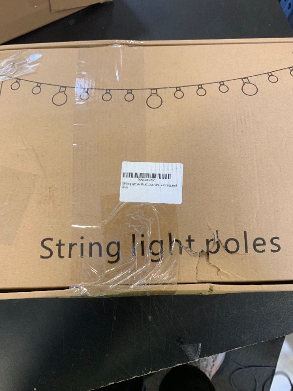 Photo 1 of 10Ft String Light Poles 4 Pack,Light Poles for Outside Lights,Outdoor with Fence Brackets Hanging Lights,Metal Stand Deck Patio Backyard