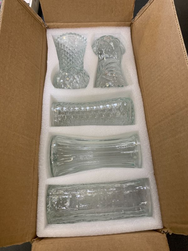 Photo 1 of 5pc glass vase in minimalist clear glass