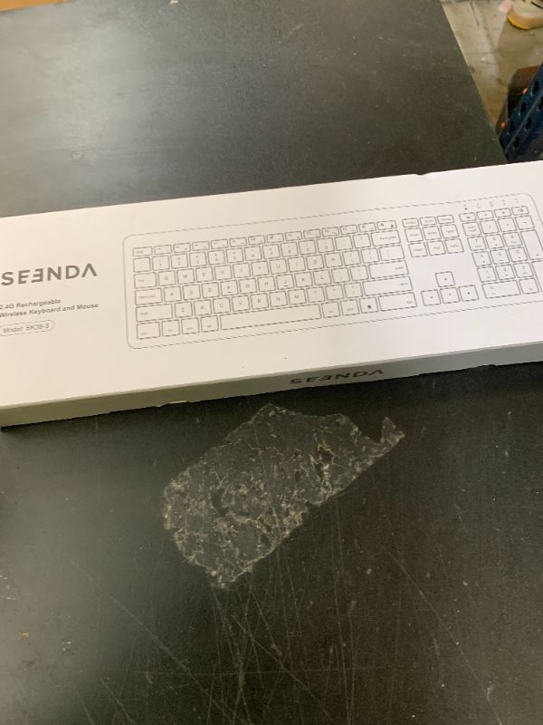 Photo 1 of seenda Rechargeable Wireless Keyboard Mouse, Ultra Thin Low Profile Wireless Keyboard and Mouse with Number Pad, Quiet Portable Combo Compatible for Windows XP/7/8/10/11/11 Pro, Black and Grey