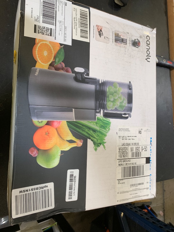 Photo 1 of Cold Press Juicer, 5.4" Wide Feed Chute Juicers with 350w Power Motor, Slow Masticating Juicer Machine with High Juice Yield for Whole Vegetables & Fruits, Easy to Clean, Black Gray