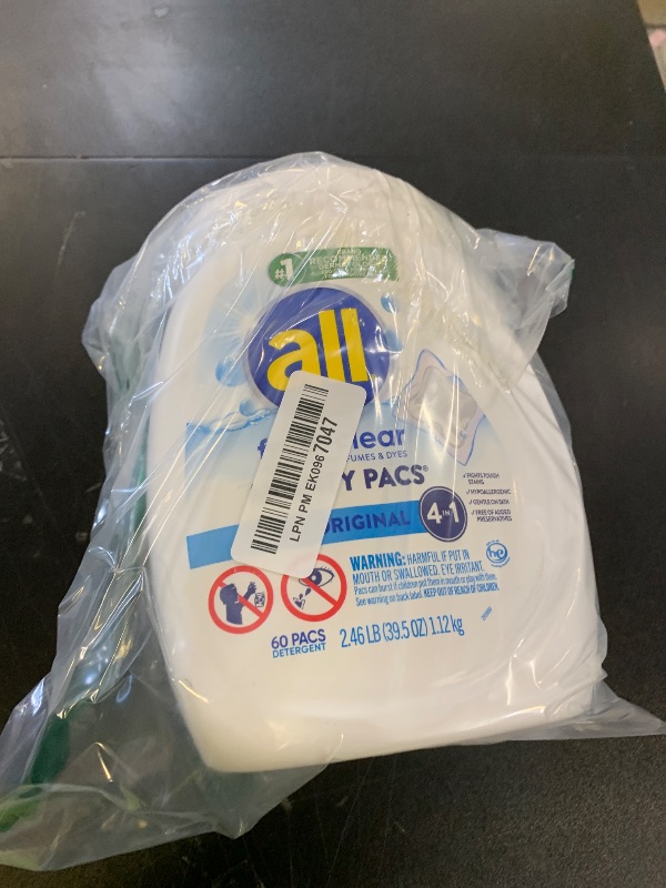 Photo 1 of All Mighty Pacs Laundry Detergent, Free Clear for Sensitive Skin, Tub, 60 Count