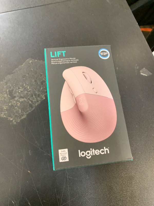 Photo 1 of Logitech Lift Vertical Ergonomic Mouse, Wireless, Bluetooth or Logi Bolt USB receiver, Quiet clicks, 4 buttons, compatible with Windows/macOS/iPadOS, Laptop, PC - Rose
