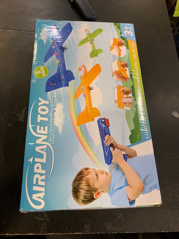 Photo 1 of Fuwidvia 3 Pack Airplane Launcher Toys, 13.2'' LED Foam Glider Catapult Plane Toy for Boys, 2 Flight Modes Outdoor Flying Toys Birthday Gifts for Boys Girls 4 5 6 7 8 9 10 11 12 Year Old