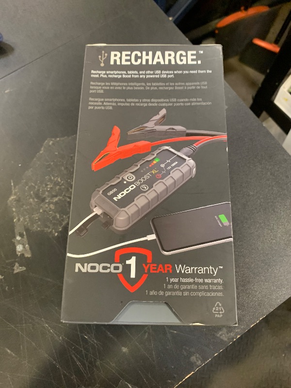 Photo 1 of NOCO Boost GB50: 1500A UltraSafe Jump Starter – 12V Lithium Battery Booster Pack, Portable Jump Box, Power Bank & Jumper Cables - for 7.0L Gas and 4.5L Diesel Engines
