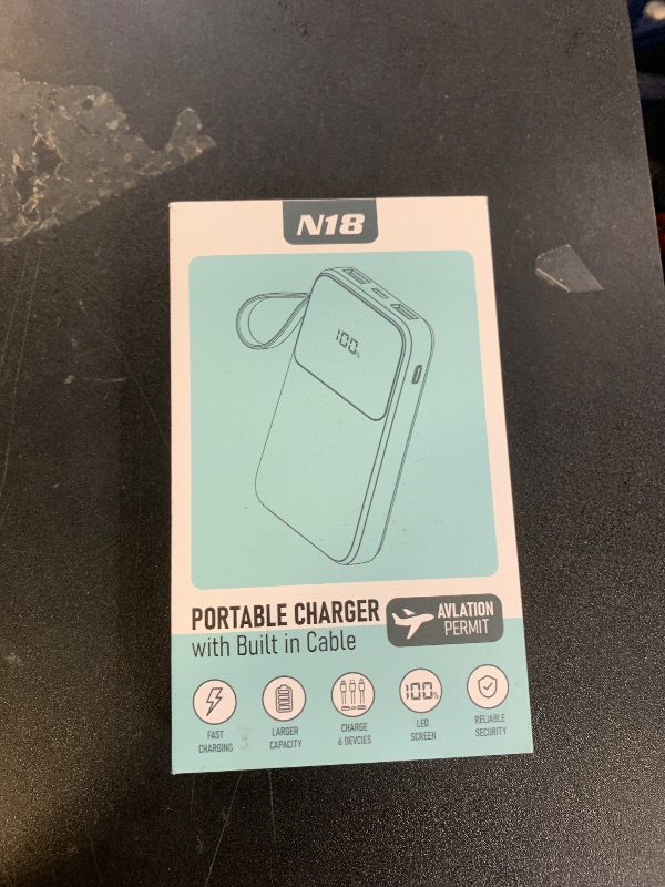 Photo 1 of Power Bank, 15000mAh Portable Charger with Built in Cable, 22.5W Fast Charging, 6 Outputs, Slim Travel Essential Battery Pack with LED Display, Compatible with iPhone 16/15/14/13, Samsung, iPad, etc